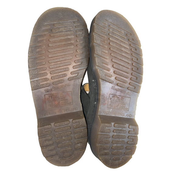 Vintage 90s Dr. Martens Mary Jane Nubuck Strap Shoes England Size 4 AW 004 - Picture 9 of 10